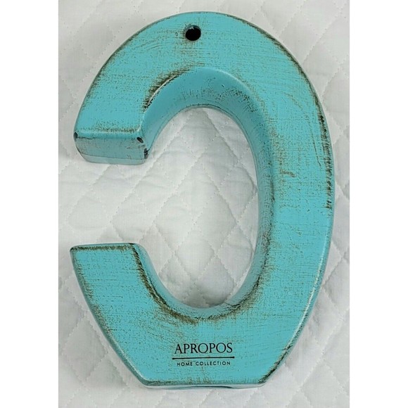 Apropos Home Collection Letter C Rustic Turquoise Desk Wall Home Office Décor - Picture 10 of 16
